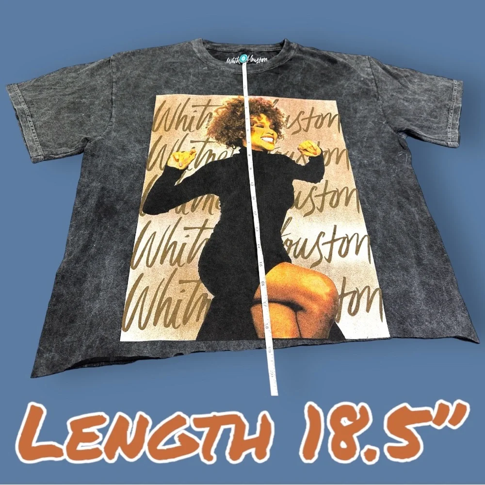 NWOT Whitney Houston High-Low Cropped T-Shirt in Mineral Washed Black. Size M - Picture 6 of 9